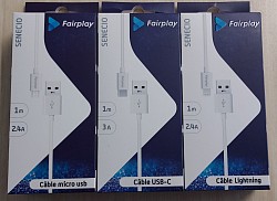 CABLES :  MICRO USB - USBC - LIGHTNING - FAIRPLAY